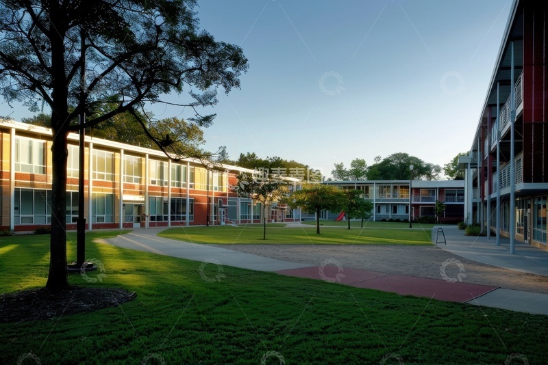 高清大图下载【趣麦麦图】校园操场建筑美景