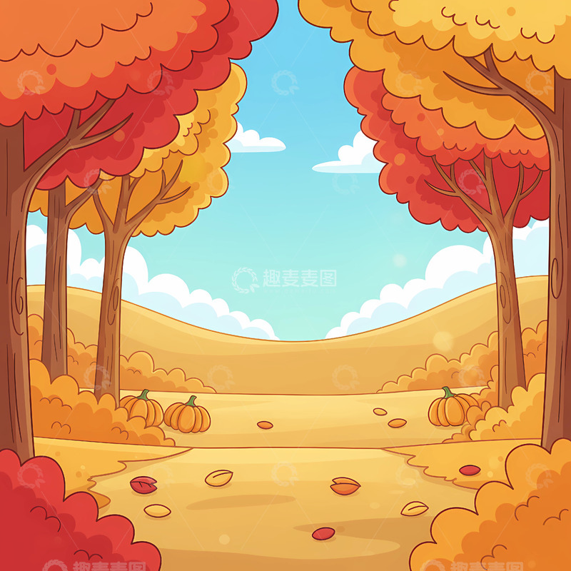 高清大图下载【趣麦麦图】插画动漫秋天
