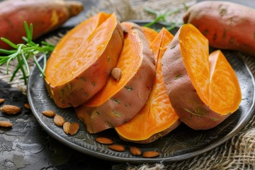 一盘切片的南瓜片