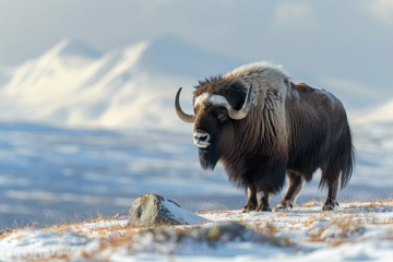 雪原上的一头牦牛