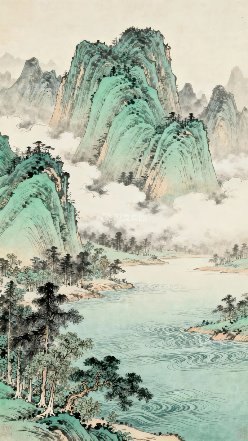 高清大图下载【趣麦麦图】中国风山水风景画02