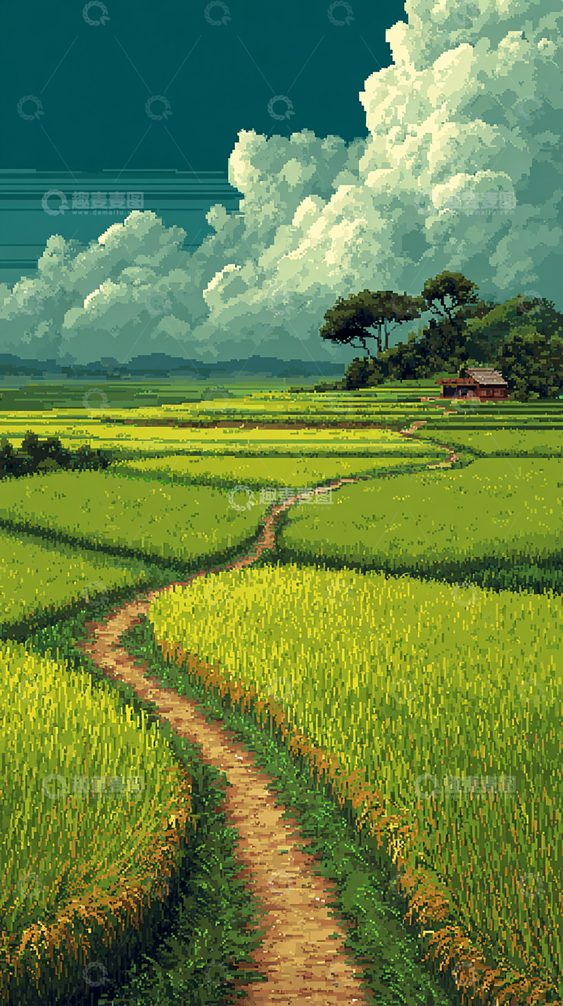 高清大图下载【趣麦麦图】绿色田野的宁静之旅