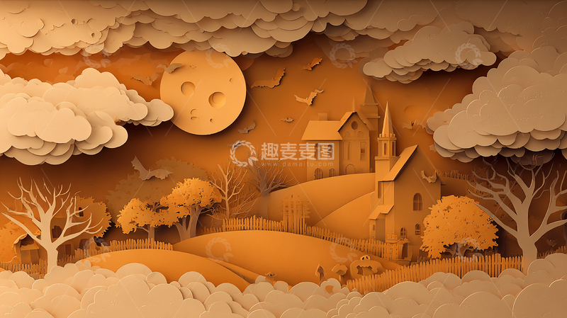 高清大图下载【趣麦麦图】童话乡村夜景梦幻场景