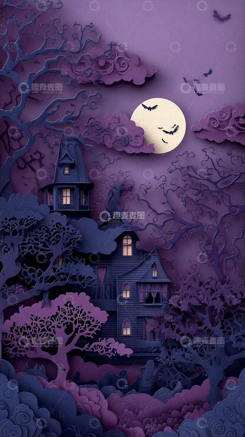 高清大图下载【趣麦麦图】神秘紫色梦境别墅