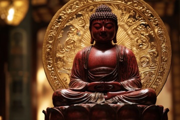 一尊红木雕刻的佛祖