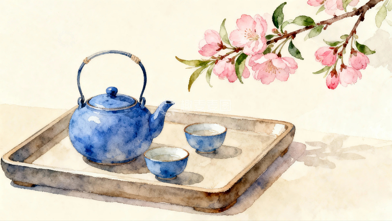 高清大图下载【趣麦麦图】中国风茶艺国画001