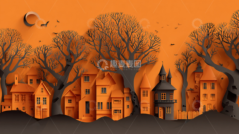 高清大图下载【趣麦麦图】阴森鬼屋风格画面