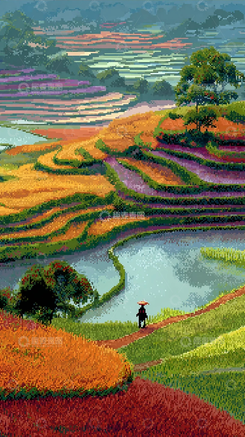 高清大图下载【趣麦麦图】田园风光梯田秋色