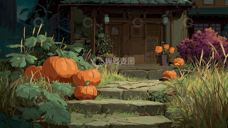 高清大图下载【趣麦麦图】丰收的南瓜园景