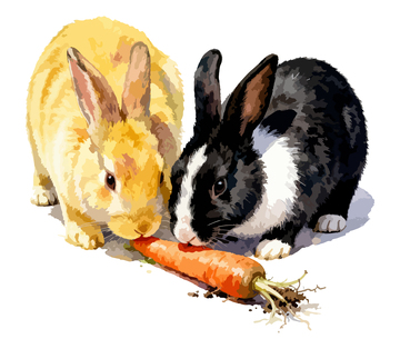 水彩兔子胡萝卜插画素材