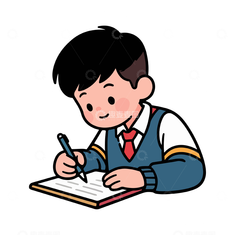 源文件下载【趣麦麦图】-卡通学习男孩插画