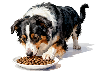 插画风格狗狗吃狗粮图