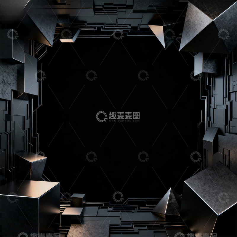 高清大图下载【趣麦麦图】未来科技感空间立体图形设计