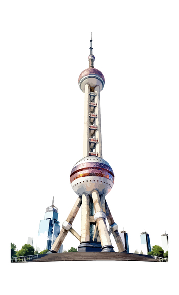 东方明珠塔水彩画