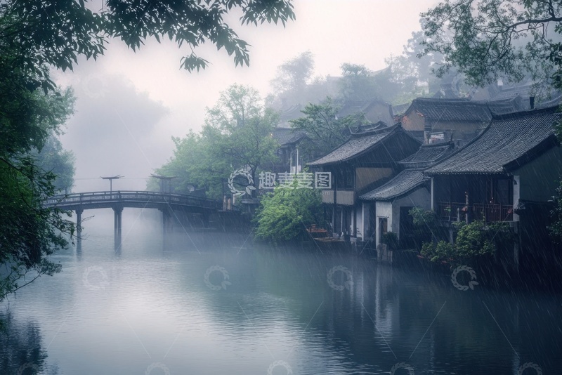高清大图下载【趣麦麦图】江南水乡河流建筑美景