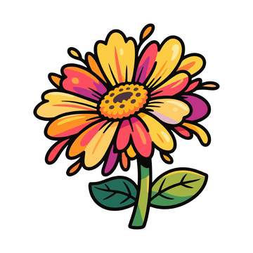 卡通风鲜艳花朵图案设计元素