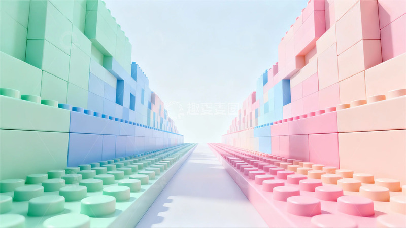 高清大图下载【趣麦麦图】积木城市幻想场景三维渲染