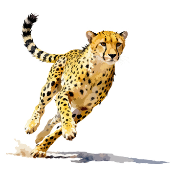 水彩猎豹奔跑图案设计元素
