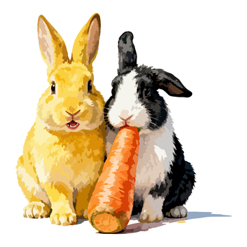 卡通兔子与胡萝卜插画