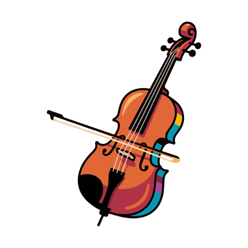 彩绘小提琴艺术插画