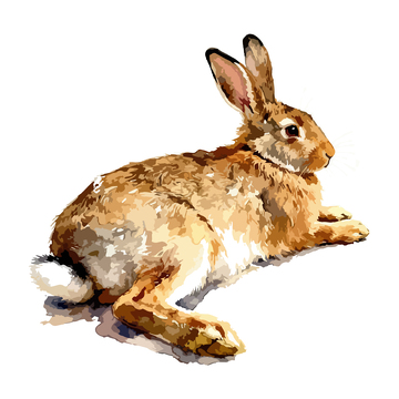 水彩画兔子插画设计素材