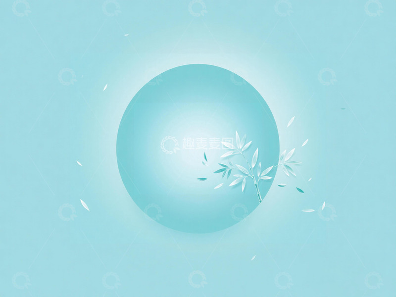 高清大图下载【趣麦麦图】极简风圆形与枫叶艺术插画