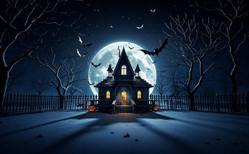 恐怖万圣节古堡月光场景