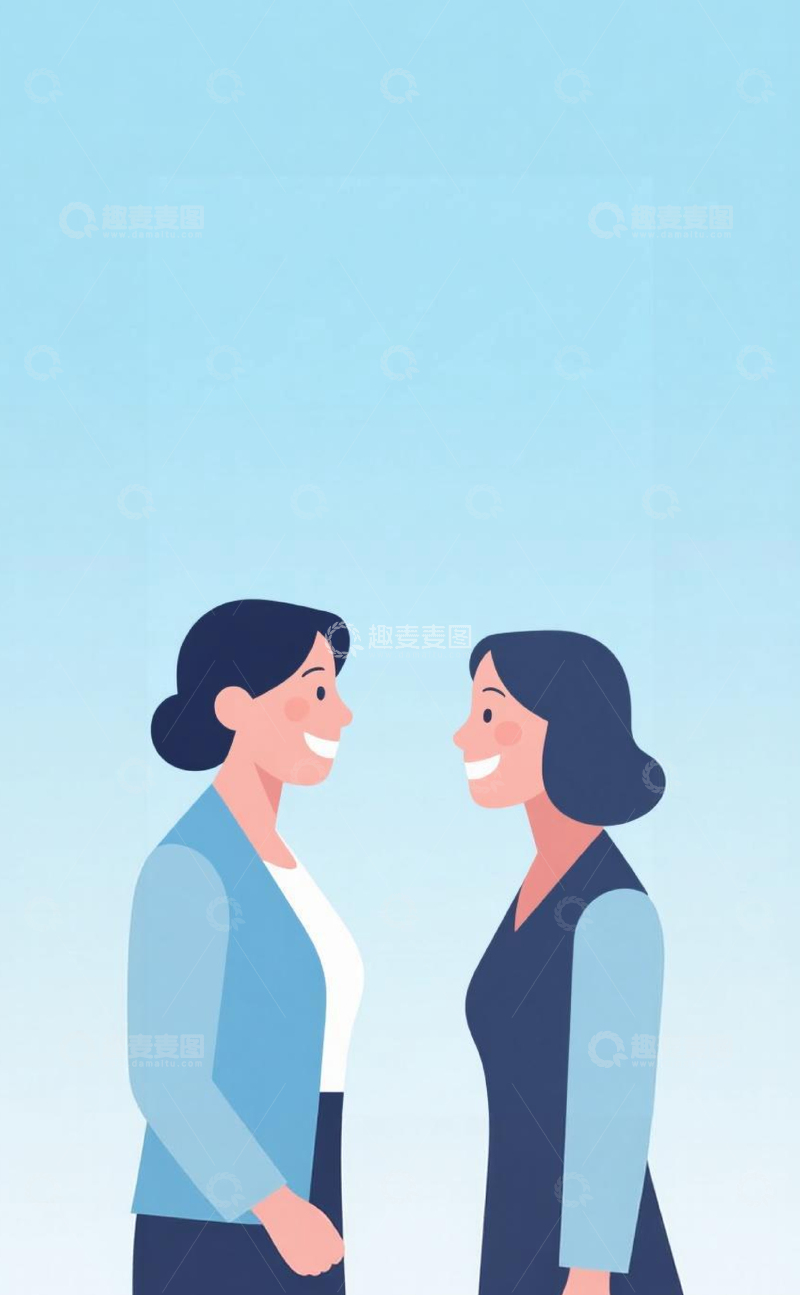 高清大图下载【趣麦麦图】简约风女性对话插画设计素材