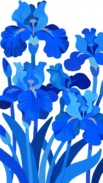 蓝色幻想：鸢尾花的艺术插画世界