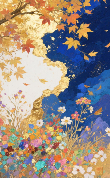 金秋落叶花卉艺术插画