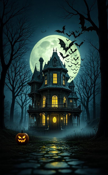 恐怖古堡万圣节夜晚