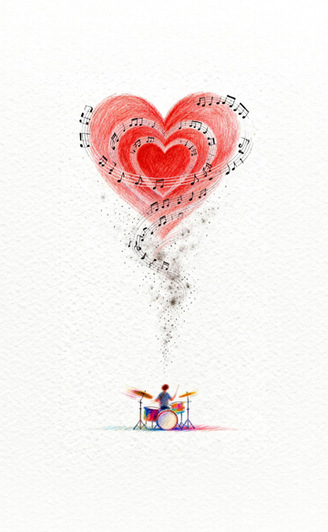 音乐心形插画设计素材