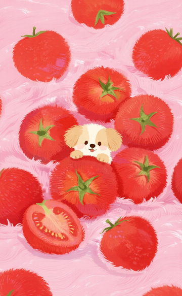 可爱狗狗草莓插画