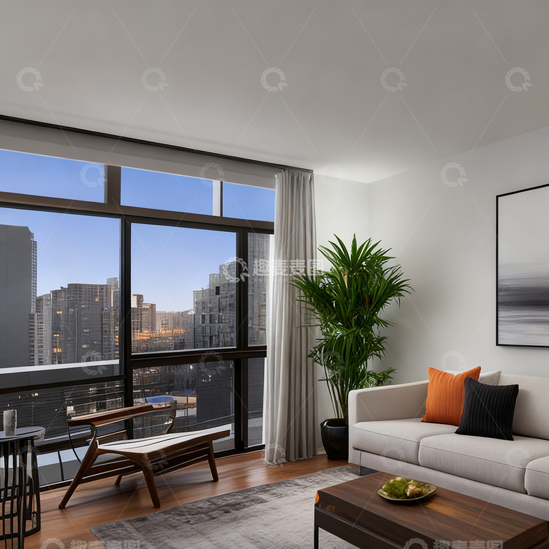 高清大图下载【趣麦麦图】-现代简约风格客厅装修设计效果图