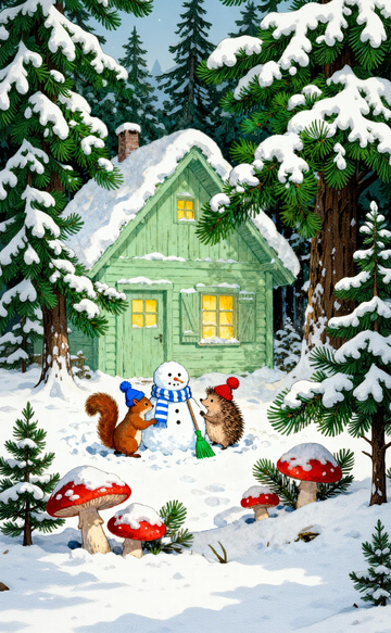 冬日森林雪景插画2