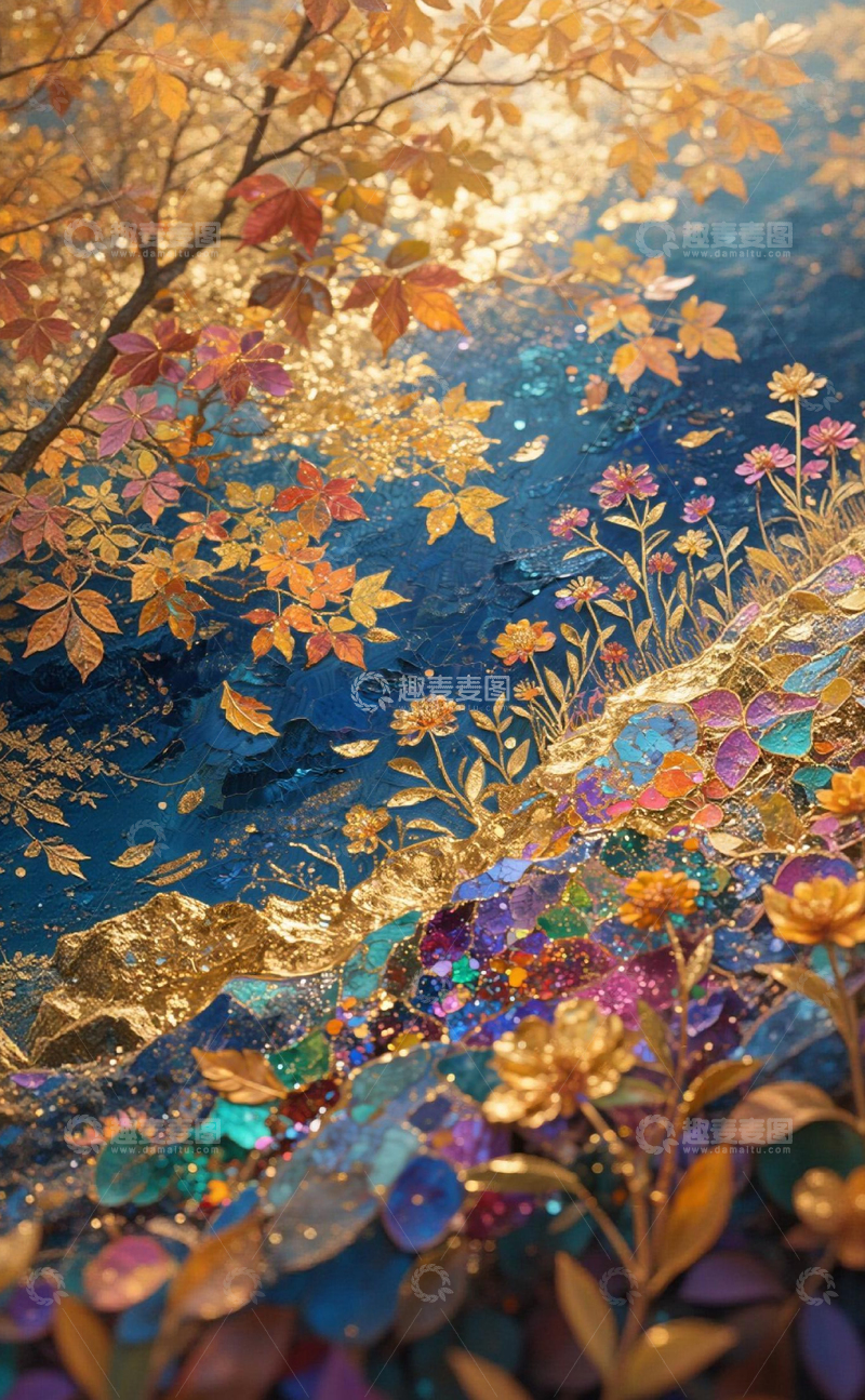 高清大图下载【趣麦麦图】-梦幻金秋艺术插画