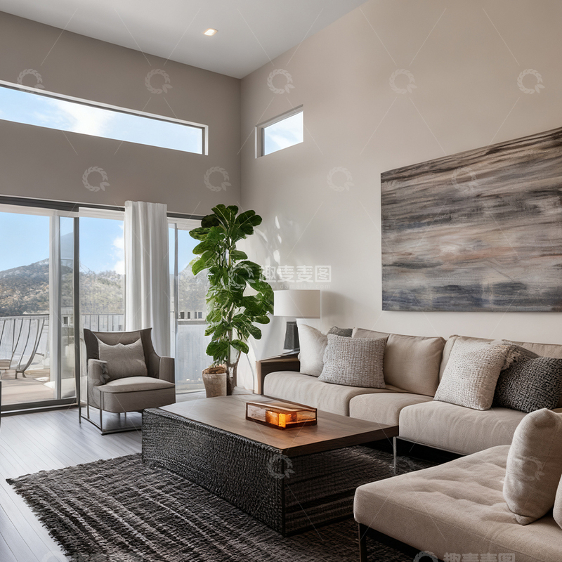 高清大图下载【趣麦麦图】-现代简约客厅装修设计效果图