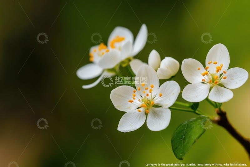 高清大图下载【趣麦麦图】开在枝头的白色小花朵