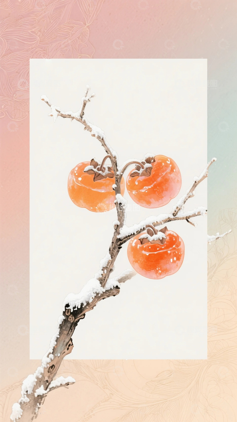 高清大图下载【趣麦麦图】冬天的红柿子5