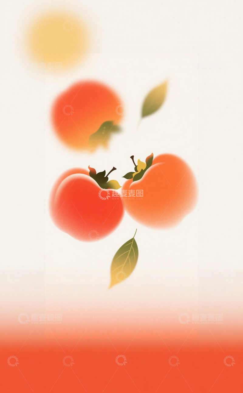 高清大图下载【趣麦麦图】成熟的柿子插画2
