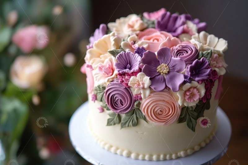 高清大图下载【趣麦麦图】美味的鲜花奶油蛋糕