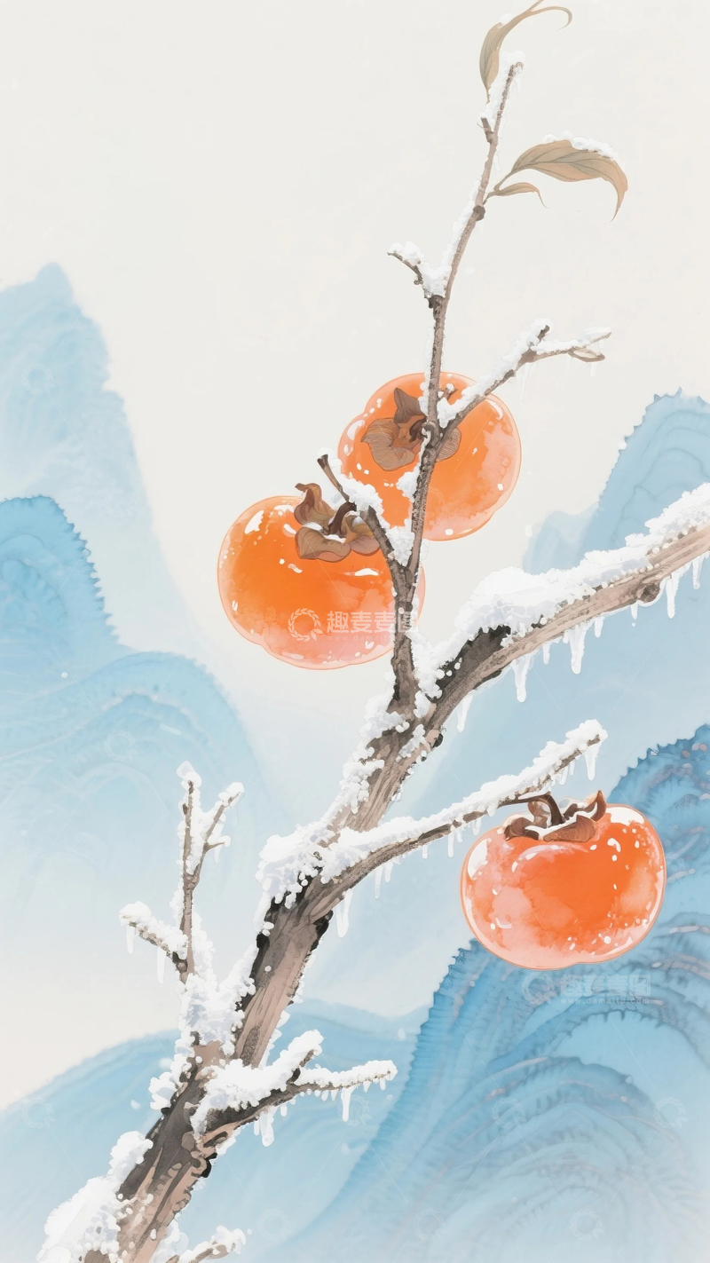 高清大图下载【趣麦麦图】冬天的红柿子10