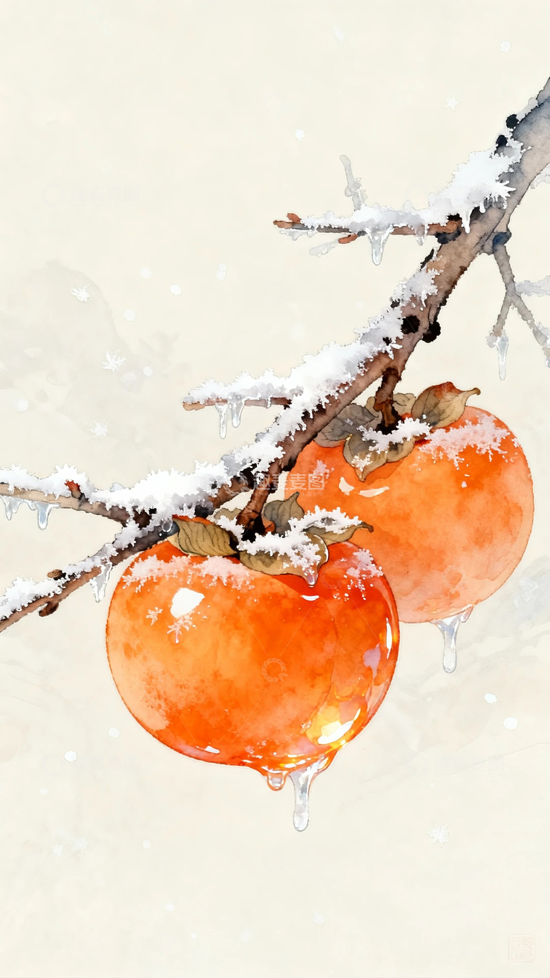 高清大图下载【趣麦麦图】冬天的红柿子014