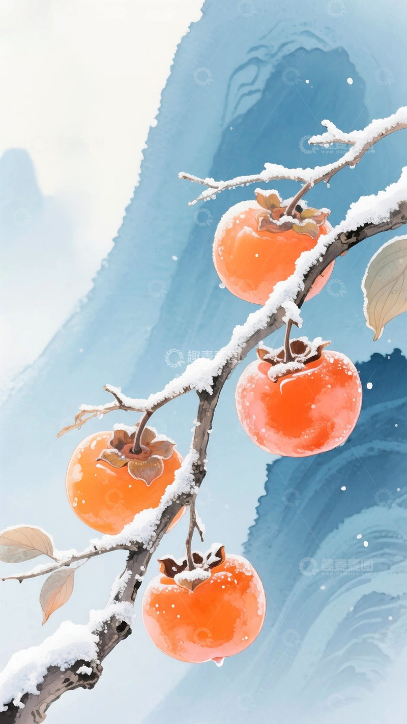 高清大图下载【趣麦麦图】冬天的红柿子012
