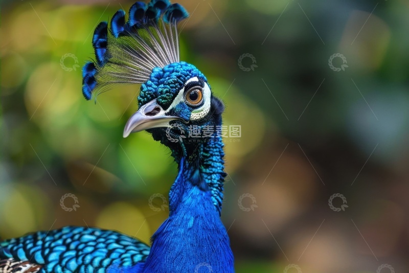高清大图下载【趣麦麦图】蓝色的花孔雀