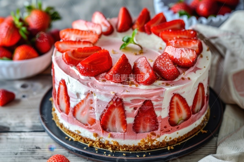 高清大图下载【趣麦麦图】美味的草莓奶油蛋糕