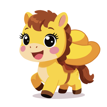 卡通小马元宝祝福手绘插画