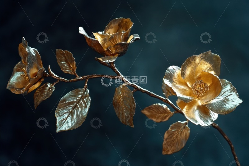 高清大图下载【趣麦麦图】黄金制造的金色玫瑰花