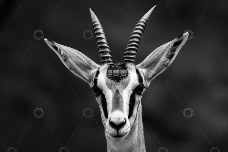 高清大图下载【趣麦麦图】黑白羚羊特写摄影