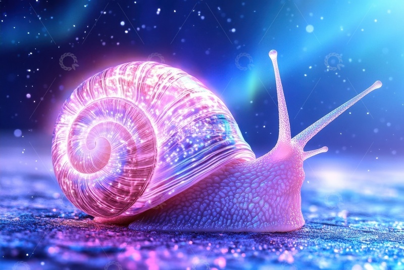 高清大图下载【趣麦麦图】发光的一只彩色蜗牛